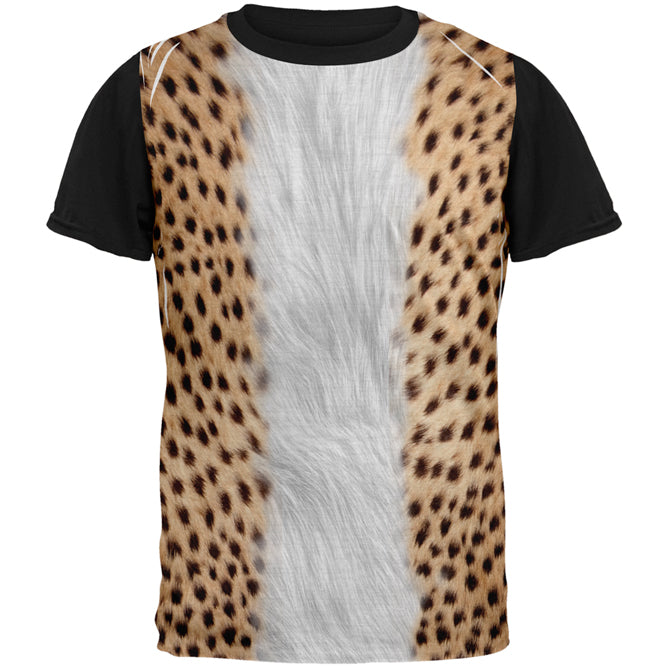 Halloween Cheetah Costume All Over Mens Black Back T Shirt Men's T-Shirts Old Glory SM Multi 