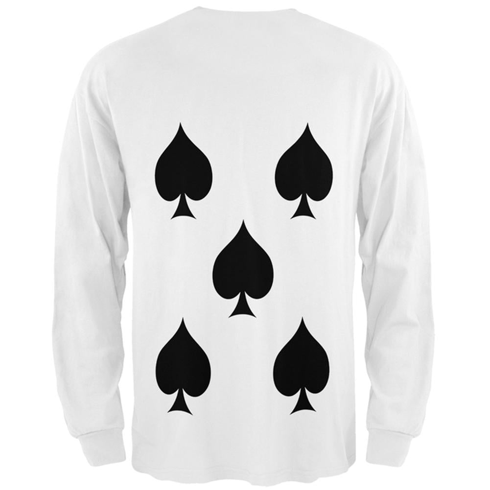 Halloween Five of Spades Card Soldier Costume All Over Mens Long Sleeve T Shirt Men's T-Shirts Old Glory   