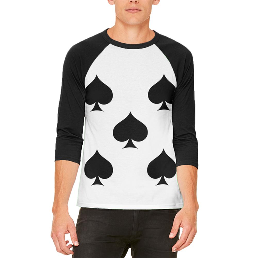 Halloween Five of Spades Card Soldier Costume Mens Raglan T Shirt Men's T-Shirts Old Glory 2XL White 