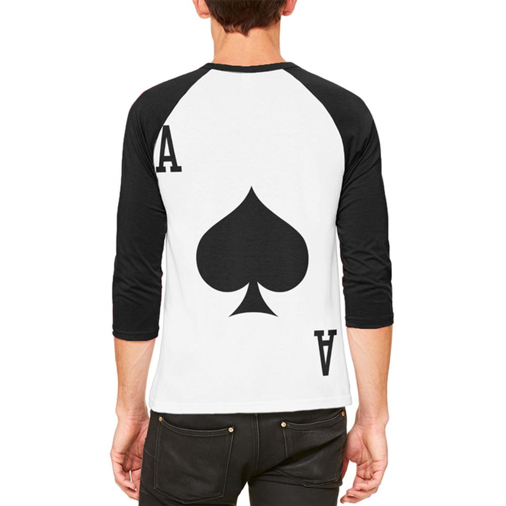 Halloween Ace of Spades Card Soldier Costume Mens Raglan T Shirt Men's T-Shirts Old Glory   