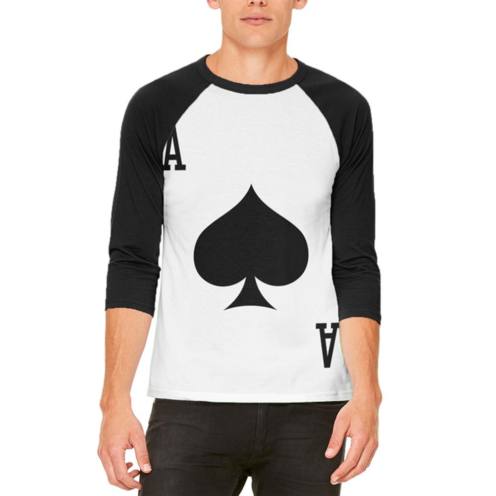 Halloween Ace of Spades Card Soldier Costume Mens Raglan T Shirt Men's T-Shirts Old Glory 2XL White 