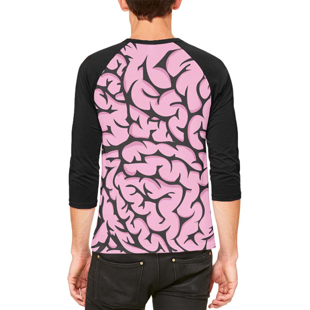 Halloween Pink Brains Costume Mens Raglan T Shirt Men's T-Shirts Old Glory   