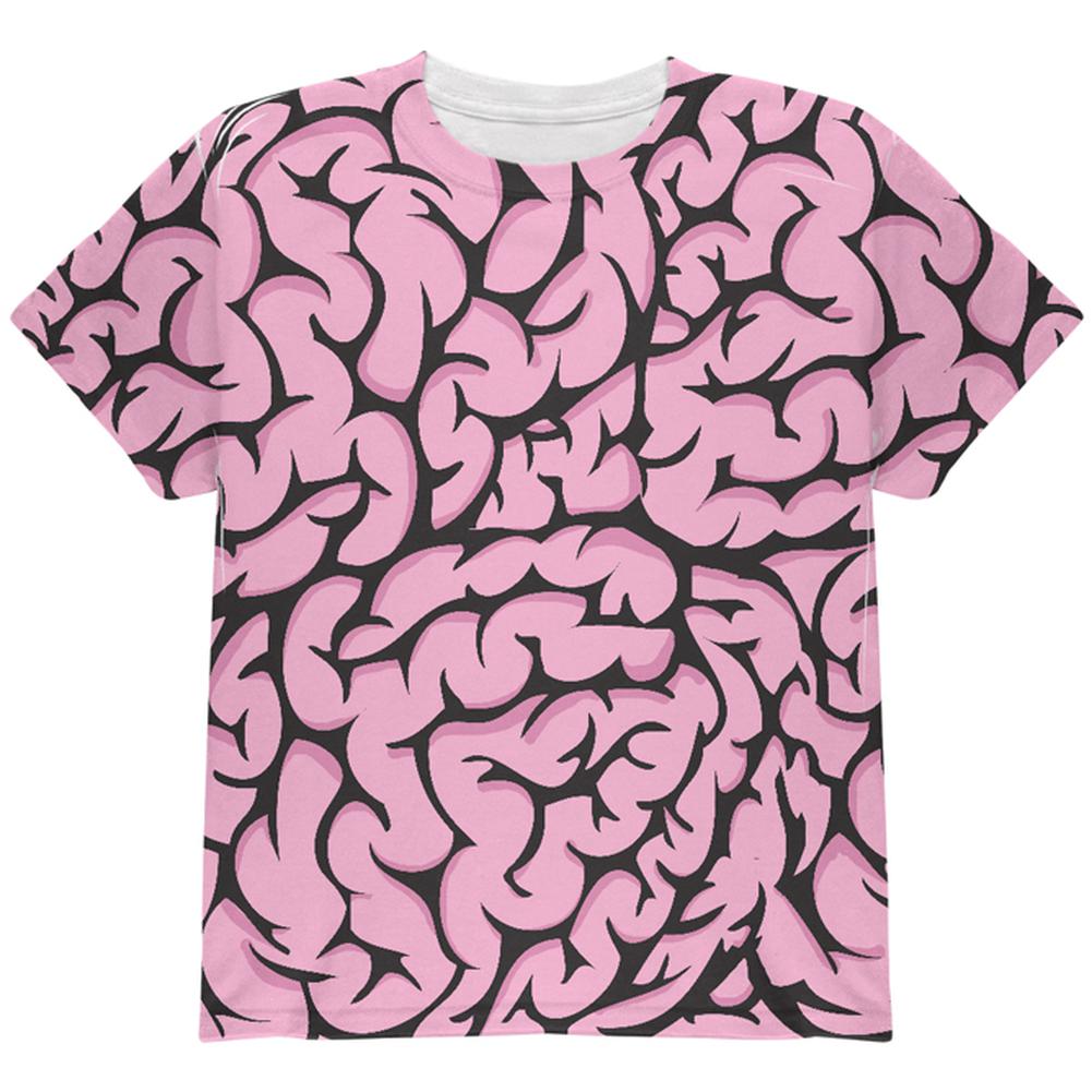 Halloween Pink Brains Costume All Over Youth T Shirt Youth T-Shirts Old Glory LG Multi 