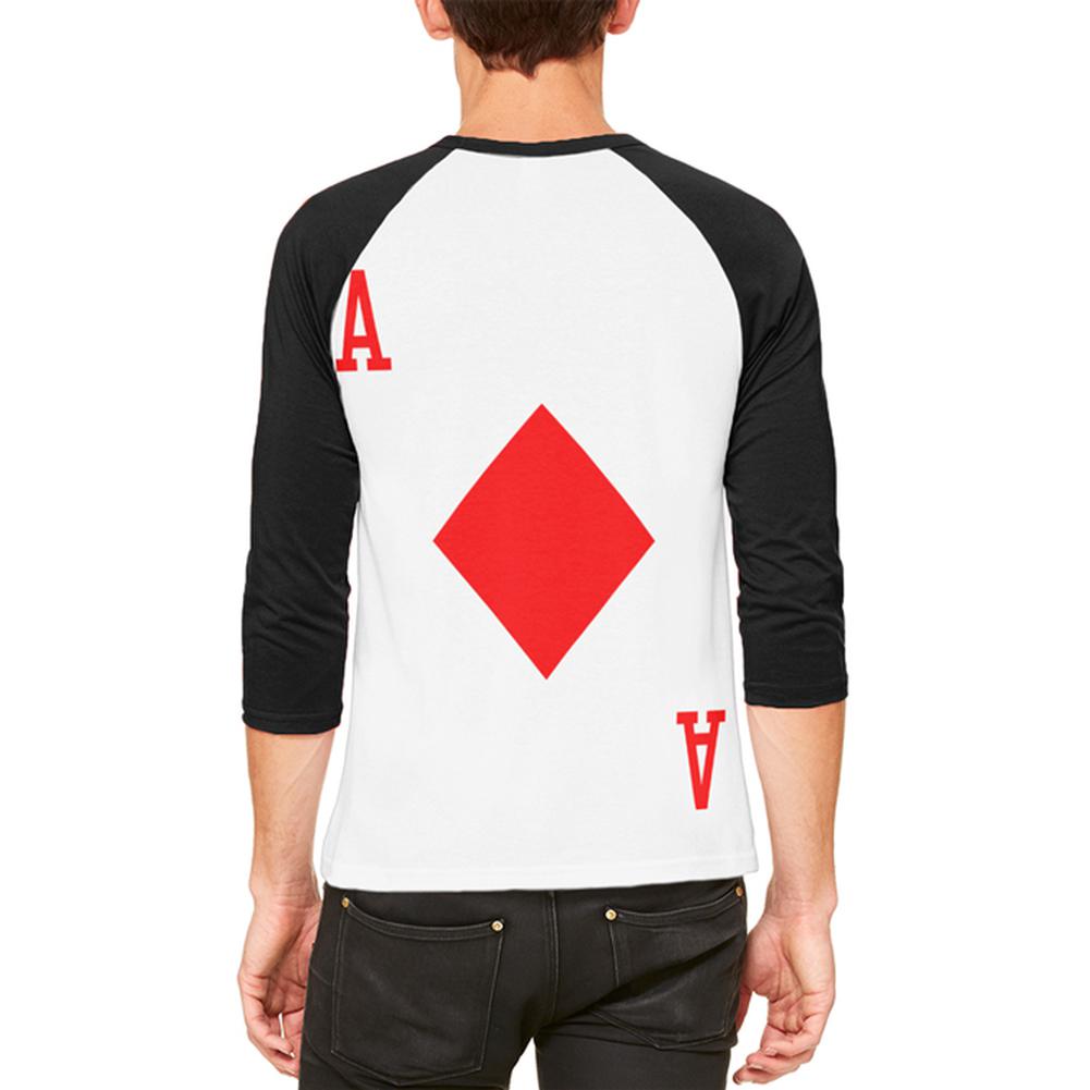 Halloween Ace of Diamonds Card Soldier Costume Mens Raglan T Shirt Men's T-Shirts Old Glory   