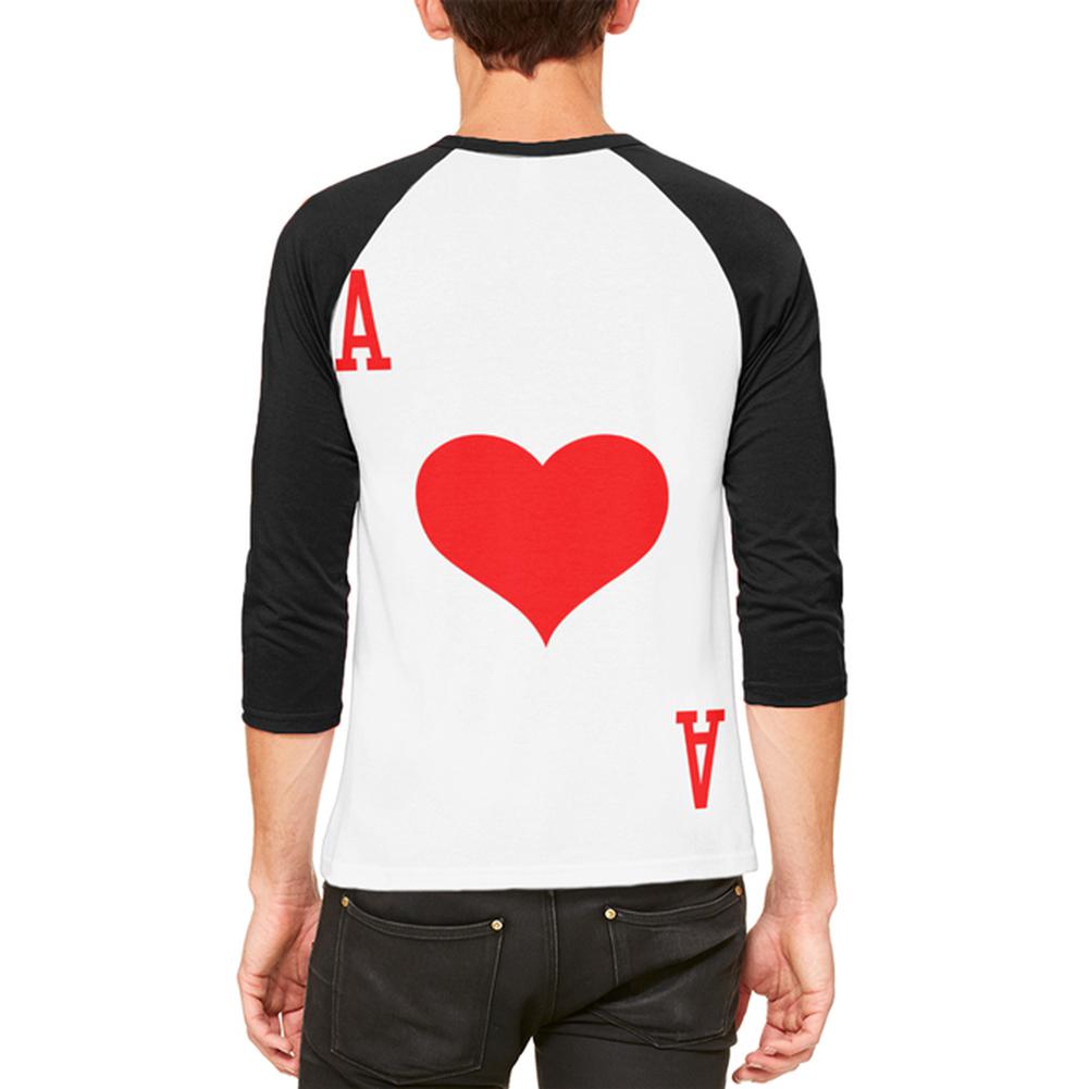 Halloween Ace of Hearts Card Soldier Costume Mens Raglan T Shirt Men's T-Shirts Old Glory   