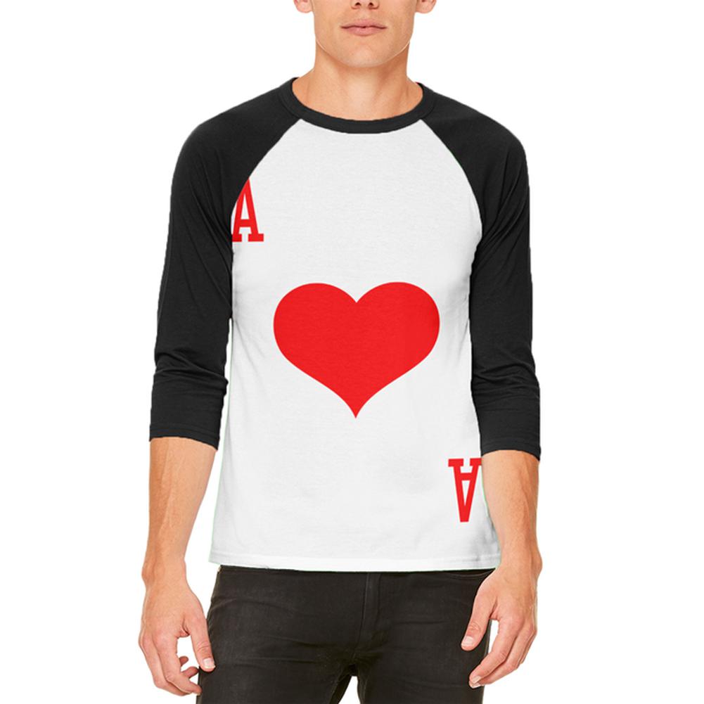 Halloween Ace of Hearts Card Soldier Costume Mens Raglan T Shirt Men's T-Shirts Old Glory 2XL White 