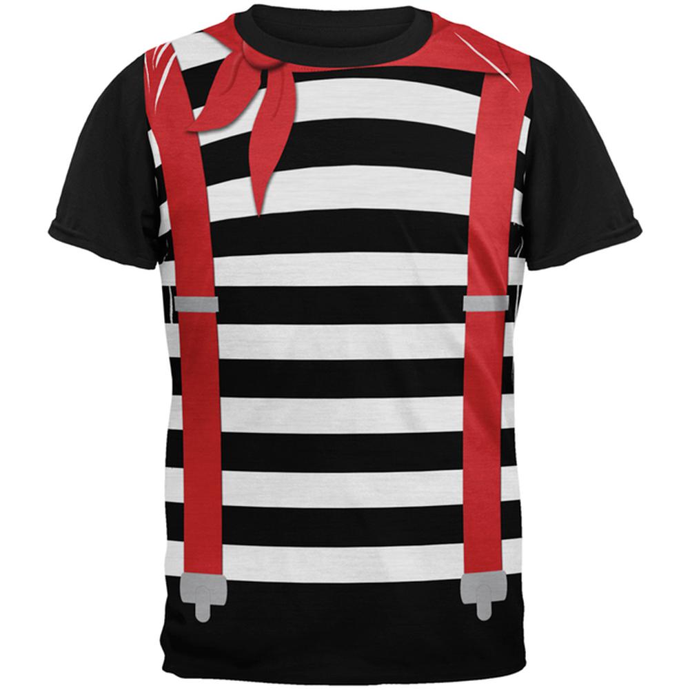 Halloween French Mime Costume All Over Mens Black Back T Shirt Men's T-Shirts Old Glory LG Multi 