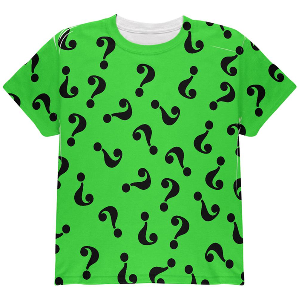 Halloween Riddle Me This Costume All Over Youth T Shirt Youth T-Shirts Old Glory LG Multi 