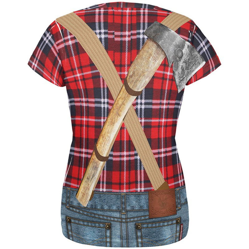 Halloween Lumberjack Costume All Over Womens T Shirt Women's T-Shirts Old Glory   