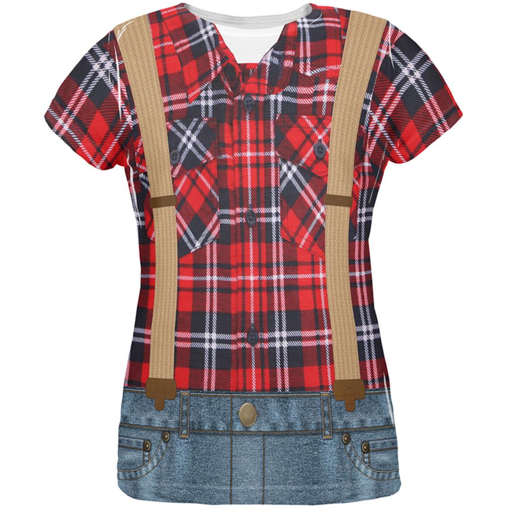 Halloween Lumberjack Costume All Over Womens T Shirt Women's T-Shirts Old Glory 2XL Multi 