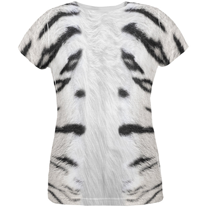 White Siberian Tiger Costume All Over Womens T Shirt Women's T-Shirts Old Glory 2XL Multi 