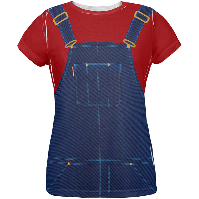 Halloween Overalls Red T-Shirt Costume All Over Womens T Shirt Women's T-Shirts Old Glory LG Multi 