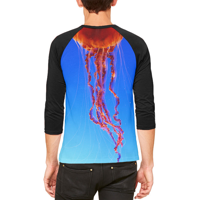 Halloween Costume Orange Nettle Jellyfish Costume Mens Raglan T Shirt Men's T-Shirts Old Glory   