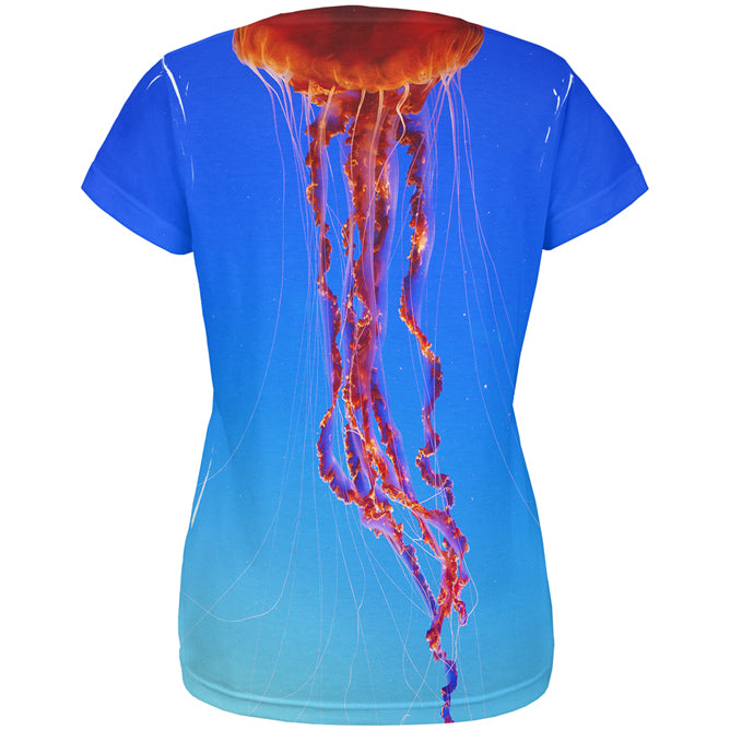 Halloween Costume Orange Nettle Jellyfish Costume All Over Womens T Shirt Women's T-Shirts Old Glory   