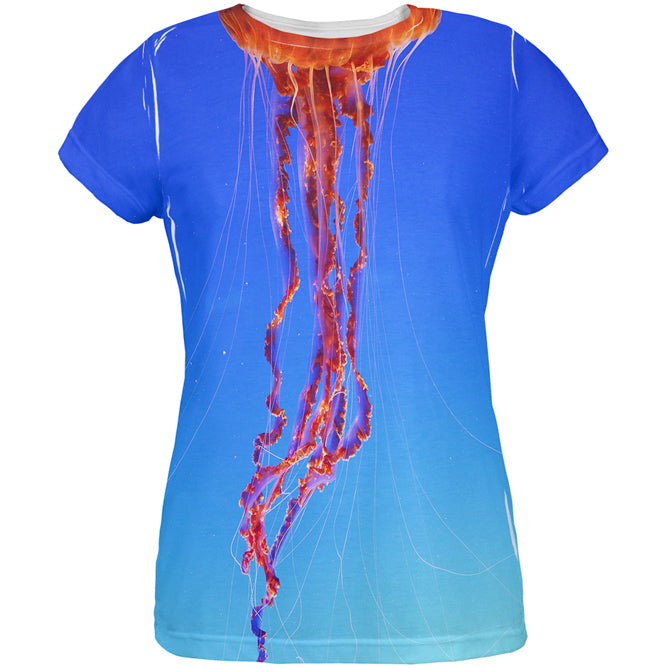 Halloween Costume Orange Nettle Jellyfish Costume All Over Womens T Shirt Women's T-Shirts Old Glory LG Multi 