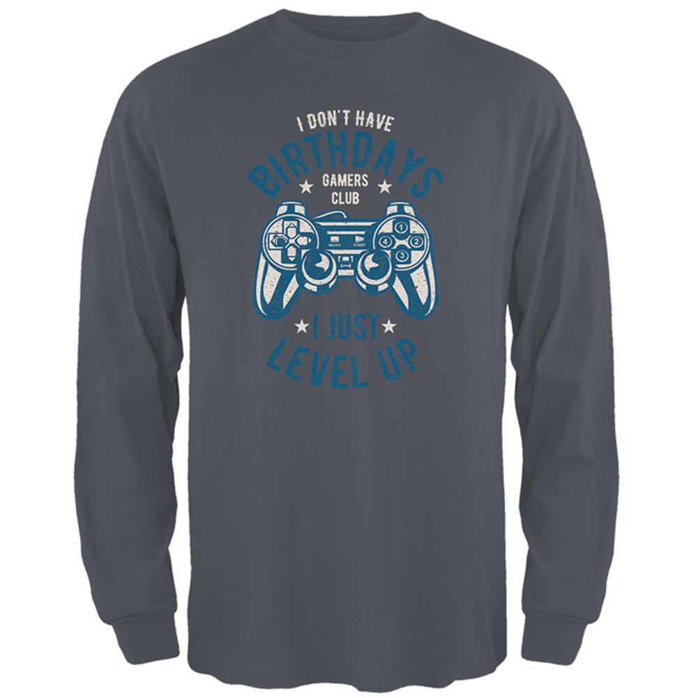 Gamer Birthday Level Up Blue Mens Long Sleeve T Shirt Men's Long Sleeves Old Glory 2XL Grey 