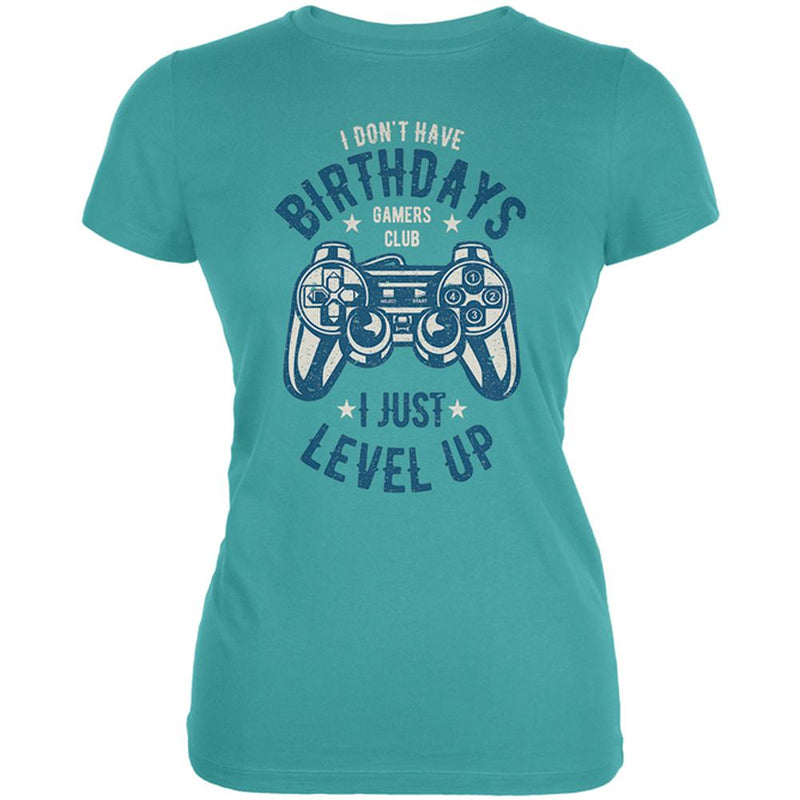 Gamer Birthday Level Up Blue Juniors Soft T Shirt Juniors T-Shirts Old Glory LG Blue 