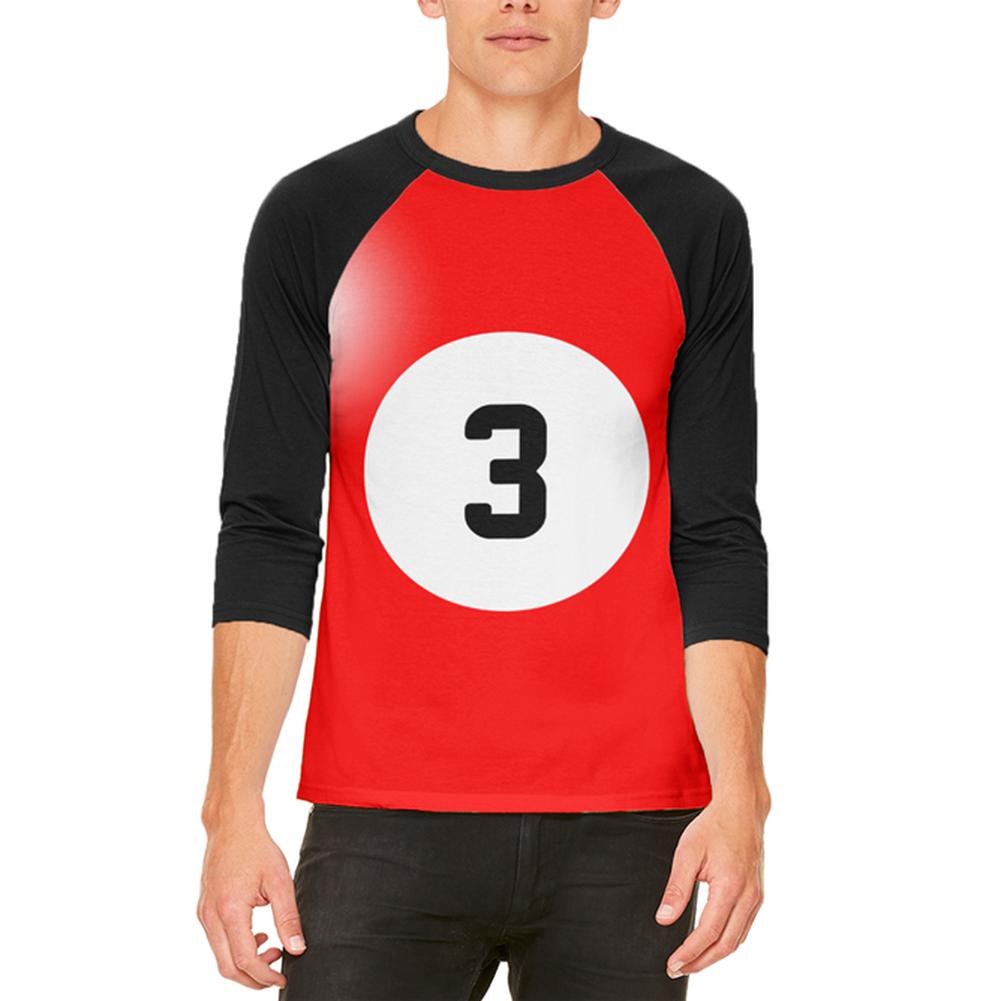 Halloween Billiard Pool Ball Three Costume All Over Mens Raglan T Shirt Men's T-Shirts Old Glory 2XL White 