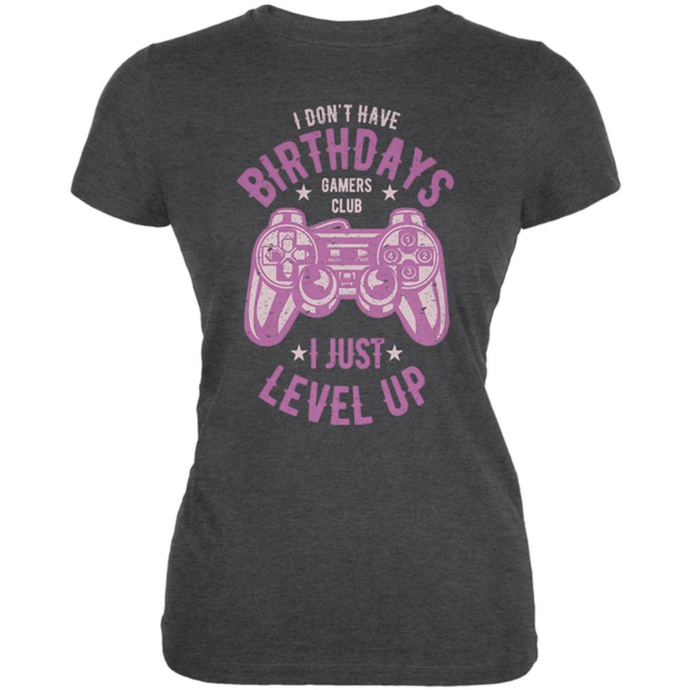 Gamer Birthday Level Up Pink Juniors Soft T Shirt Juniors T-Shirts Old Glory 2XL Deep Heather 