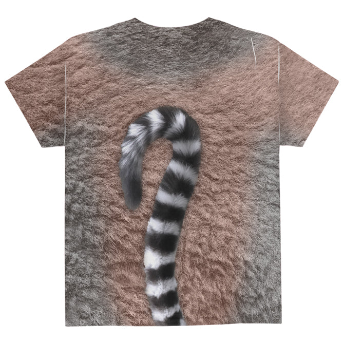 Halloween Costume Ring-Tailed Lemur Costume All Over Youth T Shirt Youth T-Shirts Old Glory   