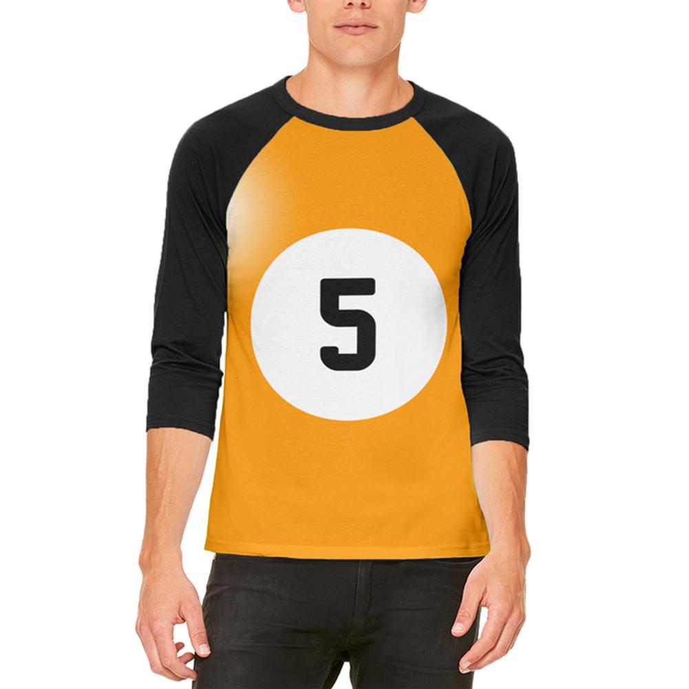 Halloween Billiard Pool Ball Five Costume All Over Mens Raglan T Shirt Men's T-Shirts Old Glory 2XL White 