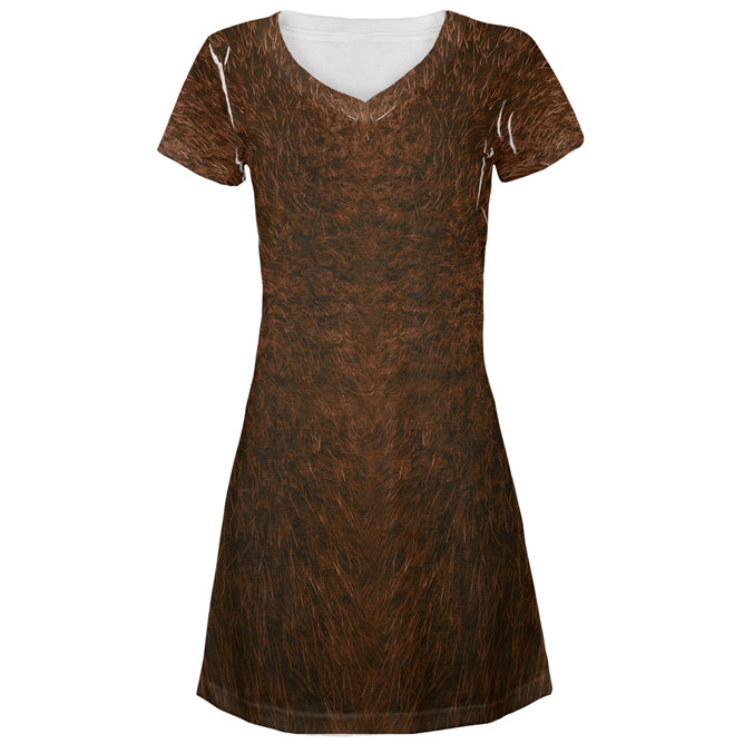 Halloween Costume Beaver Costume All Over Juniors Beach Cover-Up Dress Juniors Dresses Old Glory MD Multi 