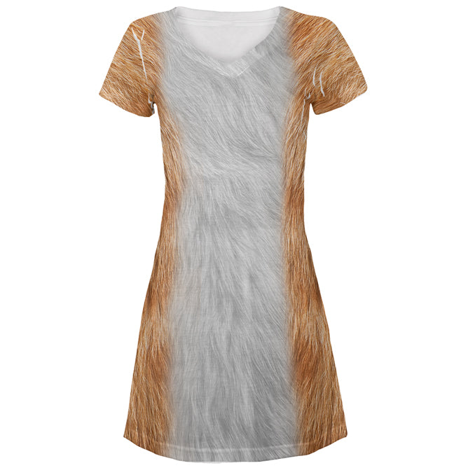 Halloween Costume Orange Cat Costume All Over Juniors Beach Cover-Up Dress Juniors Dresses Old Glory MD Multi 