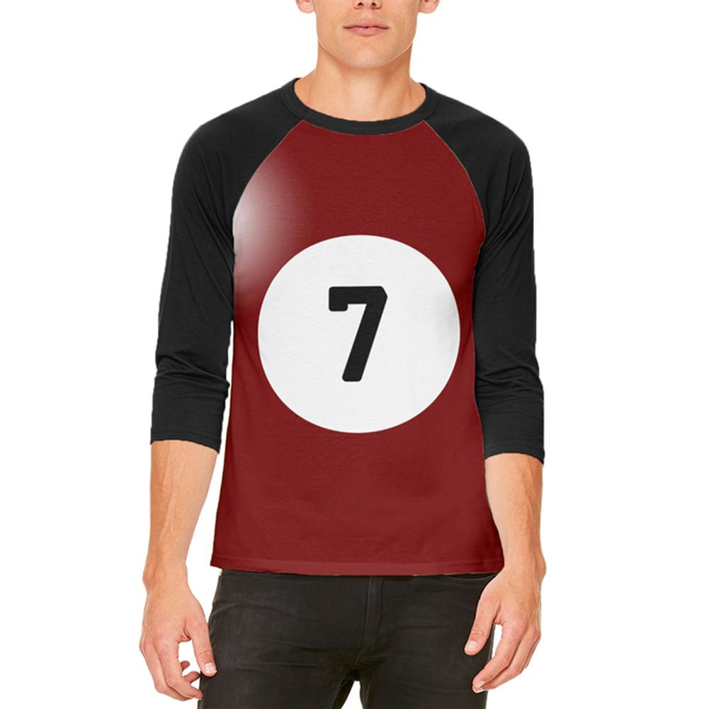 Halloween Billiard Pool Ball Seven Costume All Over Mens Raglan T Shirt Men's T-Shirts Old Glory 2XL White 