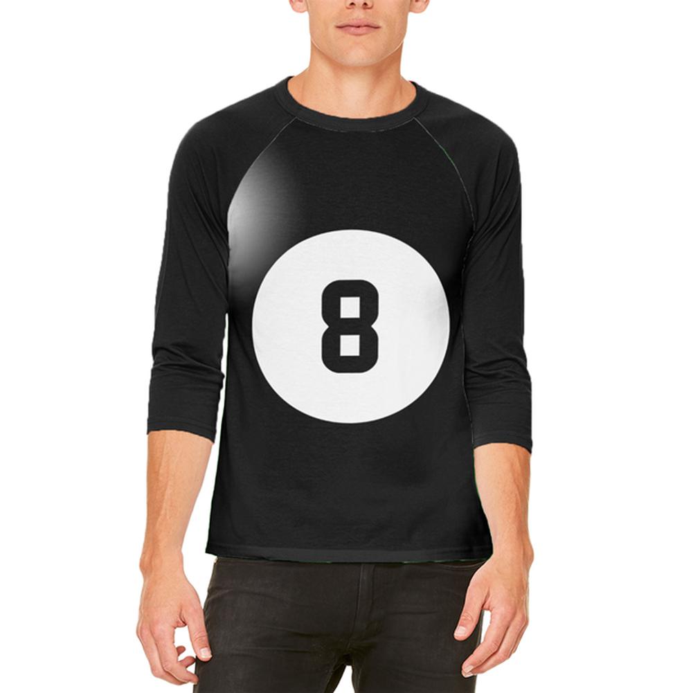 Halloween Billiard Pool Ball Eight Costume All Over Mens Raglan T Shirt Men's T-Shirts Old Glory 2XL White 