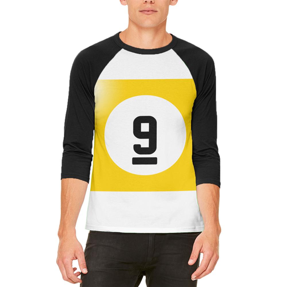 Halloween Billiard Pool Ball Nine Costume All Over Mens Raglan T Shirt Men's T-Shirts Old Glory 2XL White 