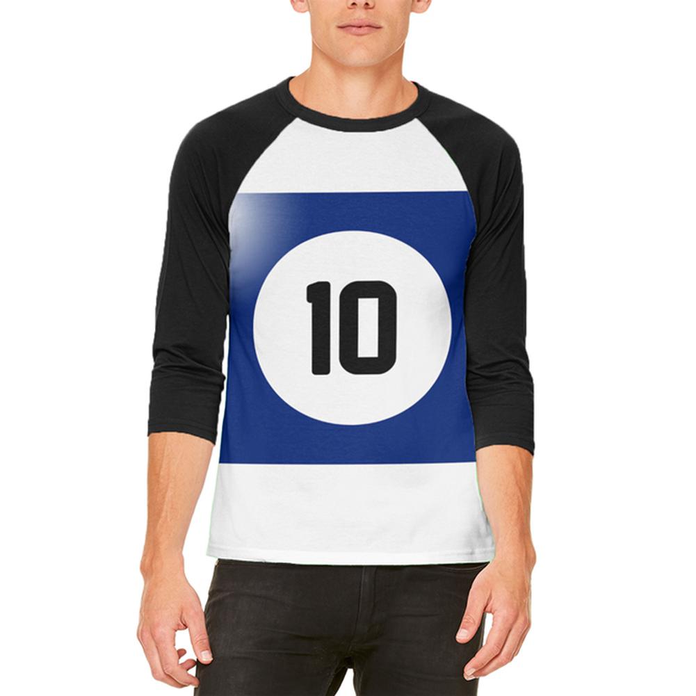 Halloween Billiard Pool Ball Ten Costume All Over Mens Raglan T Shirt Men's T-Shirts Old Glory 2XL White 