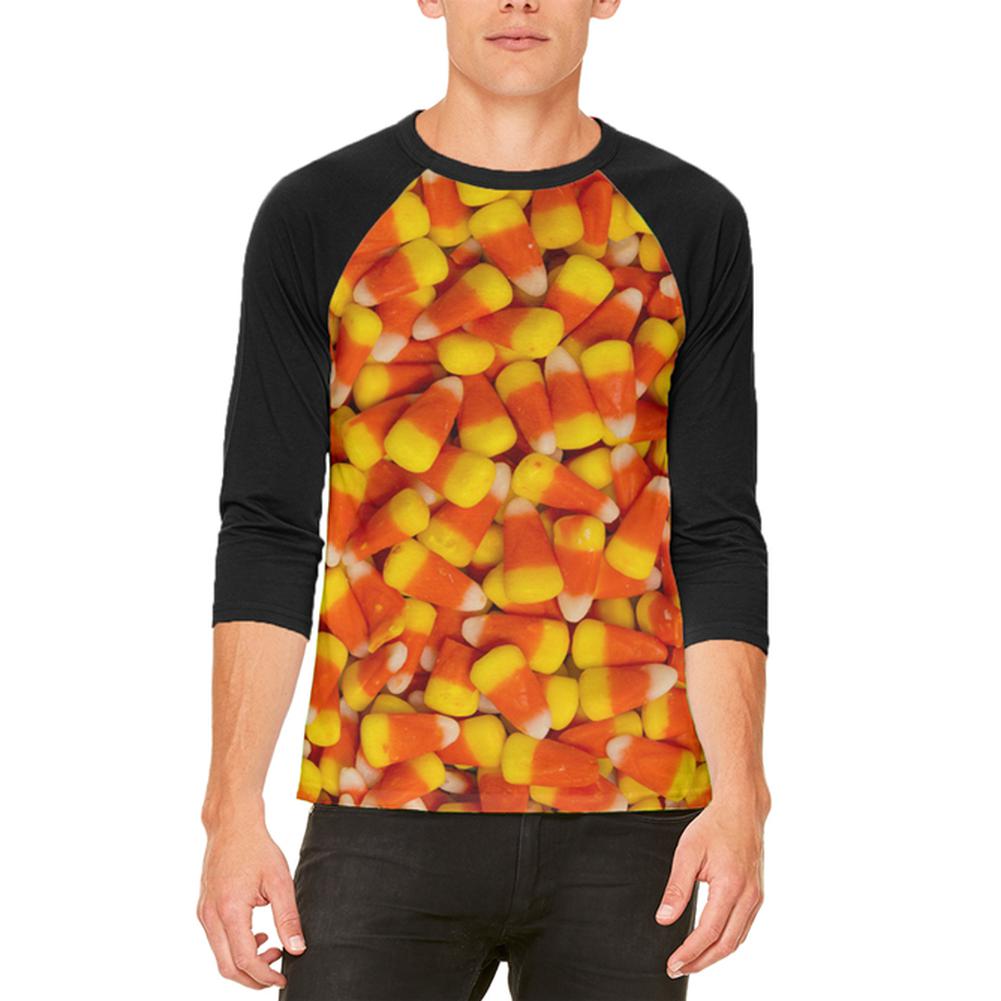 Halloween Candy Corn Mens Raglan T Shirt Men's T-Shirts Old Glory 2XL White 