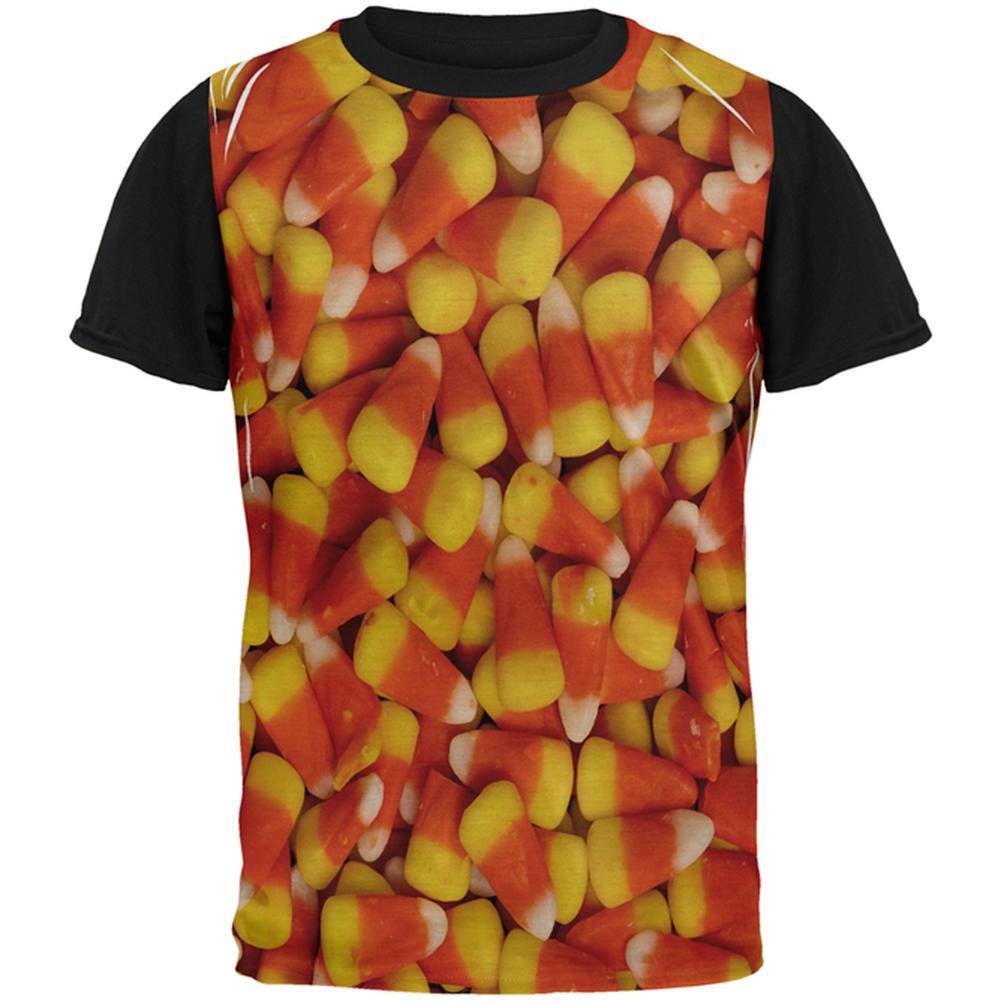 Halloween Candy Corn All Over Mens Black Back T Shirt Men's T-Shirts Old Glory LG Multi 