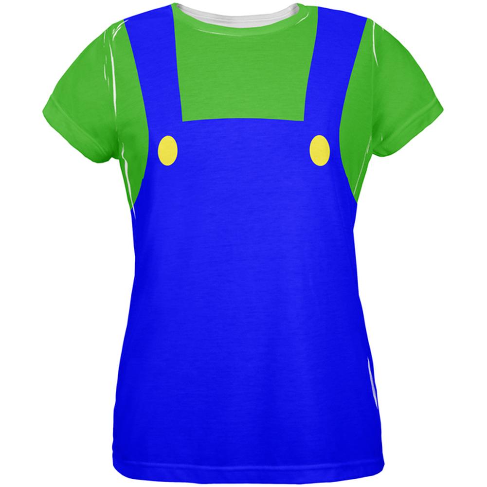 Halloween Italian Green Plumber Costume All Over Womens T Shirt Women's T-Shirts Old Glory 2XL Multi 