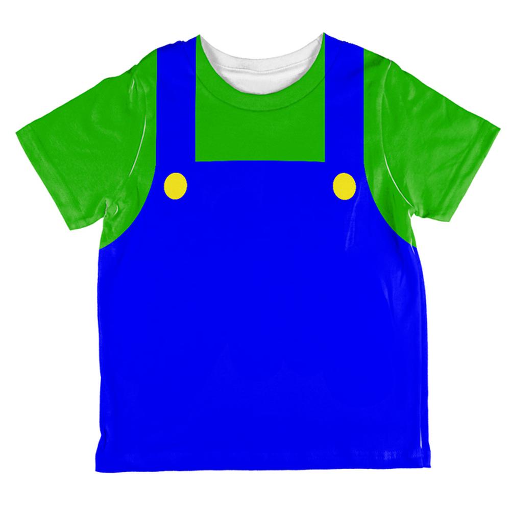 Halloween Italian Green Plumber Costume All Over Toddler T Shirt Toddler T-Shirts Old Glory 2T Multi 