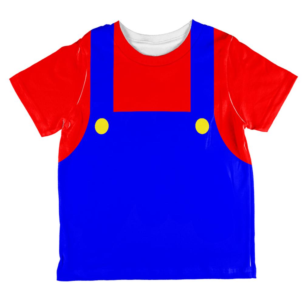 Halloween Italian Red Plumber Costume All Over Toddler T Shirt Toddler T-Shirts Old Glory 2T Multi 