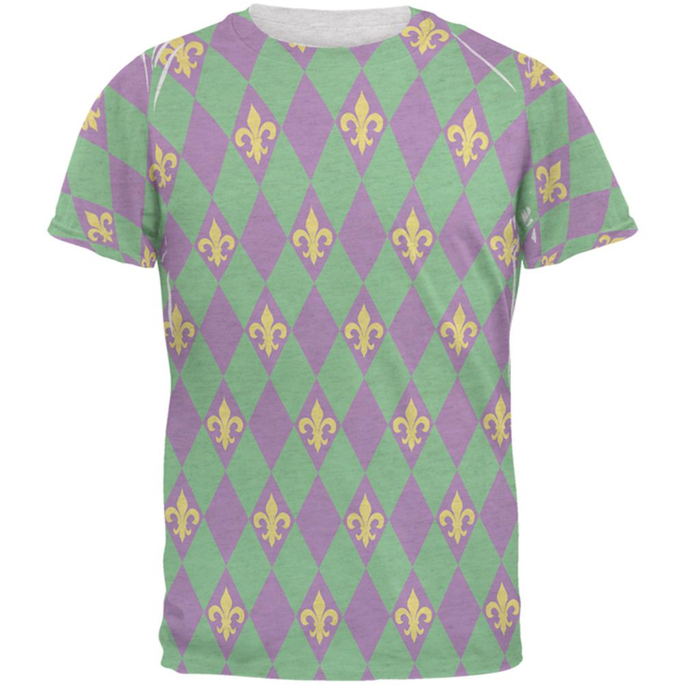 Mardi Gras Fleur De Lis Jester Costume Mens T Shirt Men's T-Shirts Old Glory 2XL Heather White 