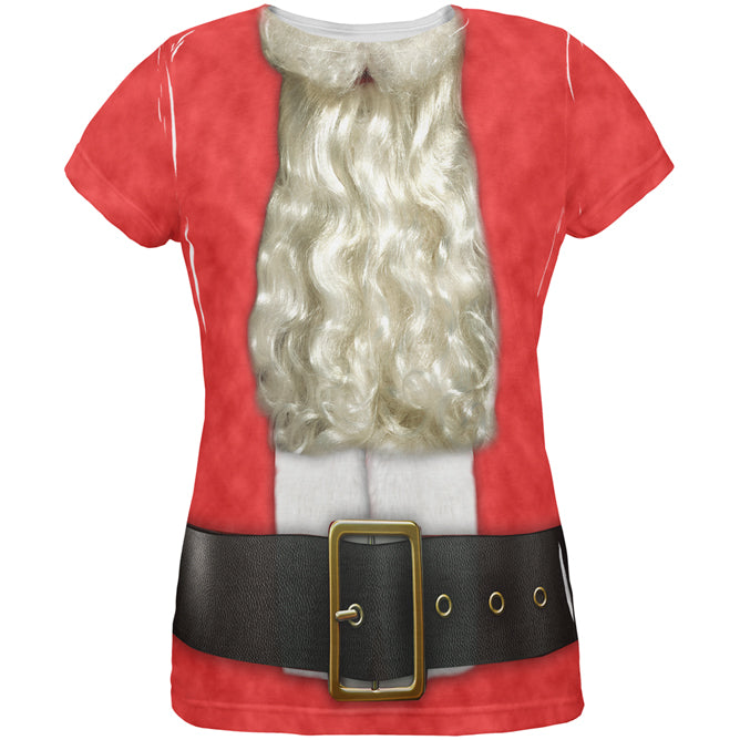 Christmas Bearded Santa Costume All Over Womens T Shirt Women's T-Shirts Old Glory LG Multicolored 