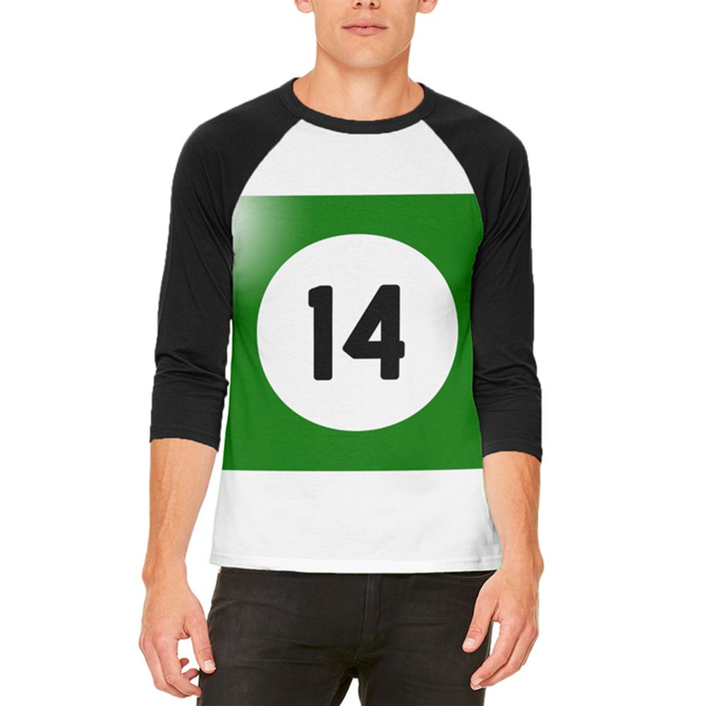 Halloween Billiard Pool Ball Fourteen Costume Mens Raglan T Shirt Men's T-Shirts Old Glory 2XL White 