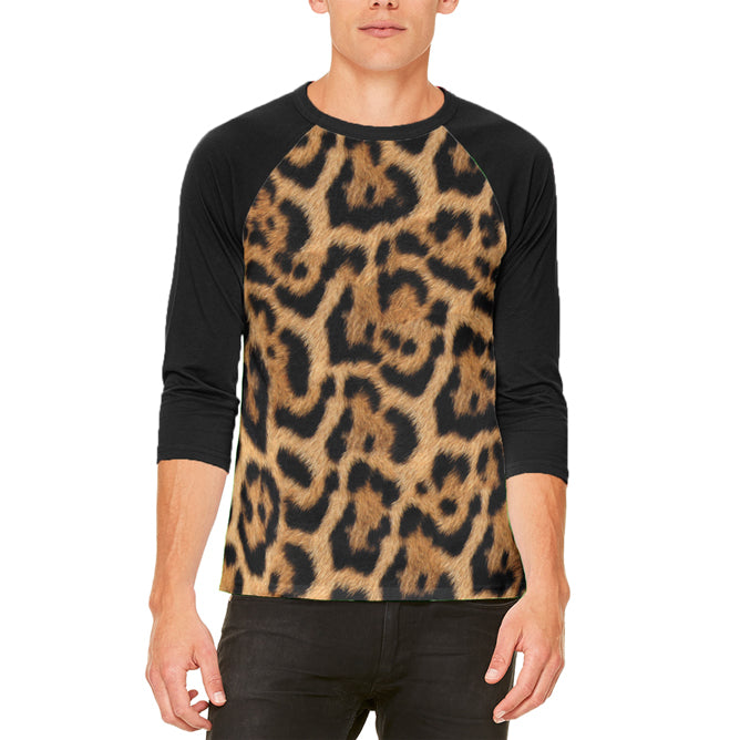 Halloween Leopard Print Costume Mens Raglan T Shirt Men's T-Shirts Old Glory LG White-Black 