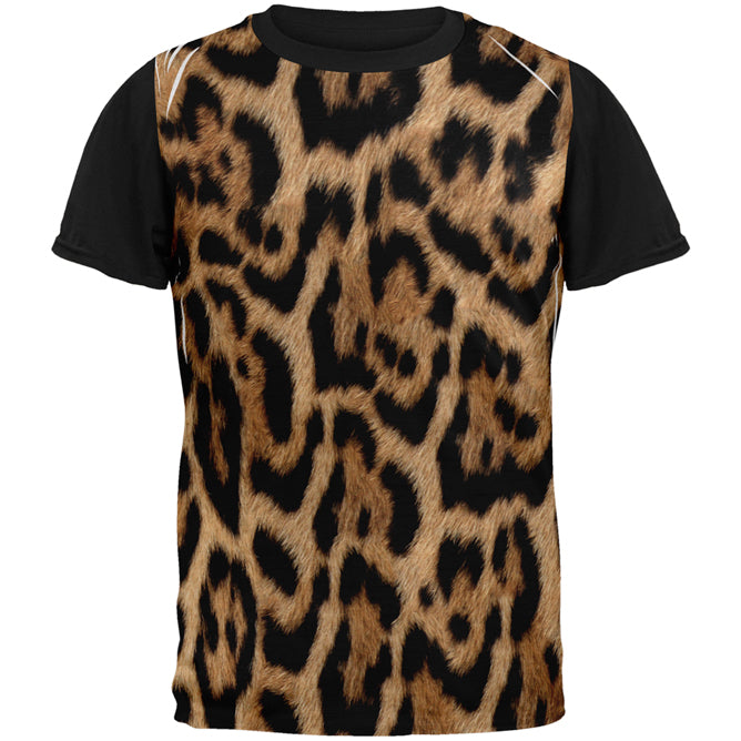 Halloween Leopard Print Costume All Over Mens Black Back T Shirt Men's T-Shirts Old Glory SM Multi 