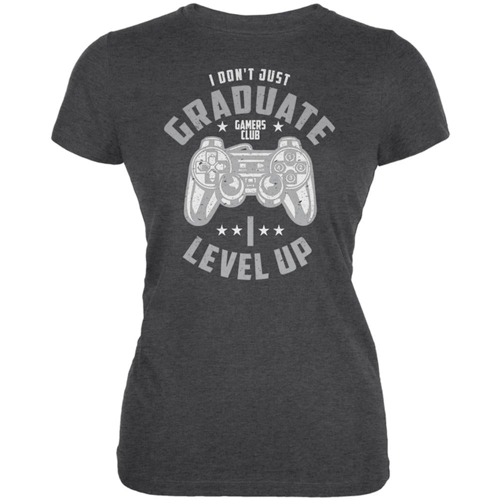 Graduate Level Up Gamer Funny Juniors Soft T Shirt Juniors T-Shirts Old Glory 2XL Deep Heather 