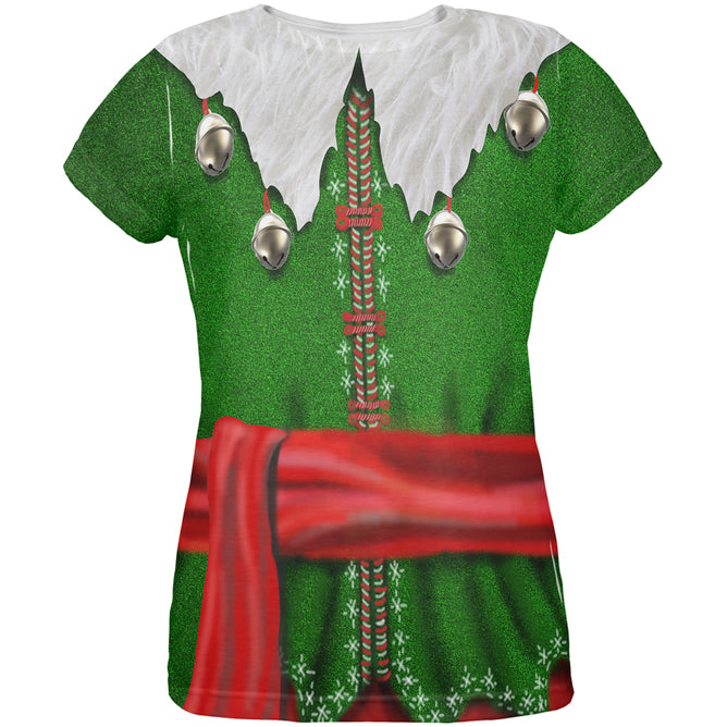 Christmas Elf Costume All Over Womens T Shirt Women's T-Shirts Old Glory LG Multicolored 