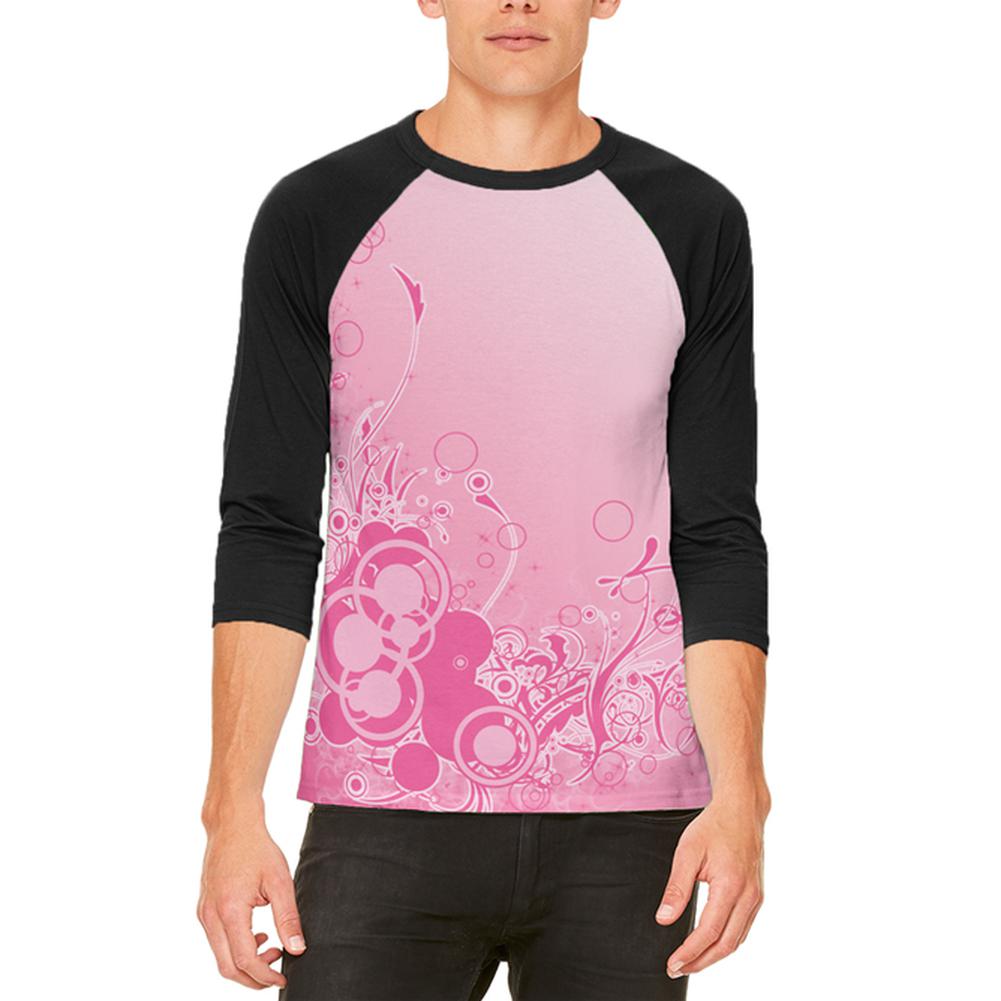 Pink Ombre Day Dream Mens Raglan T Shirt Men's T-Shirts Old Glory 2XL White-Black 