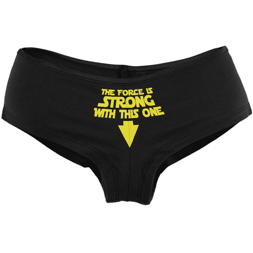 The Force Is Strong With This One Funny Geek Womens Booty Shorts Women's Underwear Old Glory LG Black 