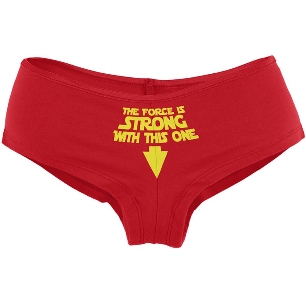 The Force Is Strong With This One Funny Geek Womens Booty Shorts Women's Underwear Old Glory MD Red 