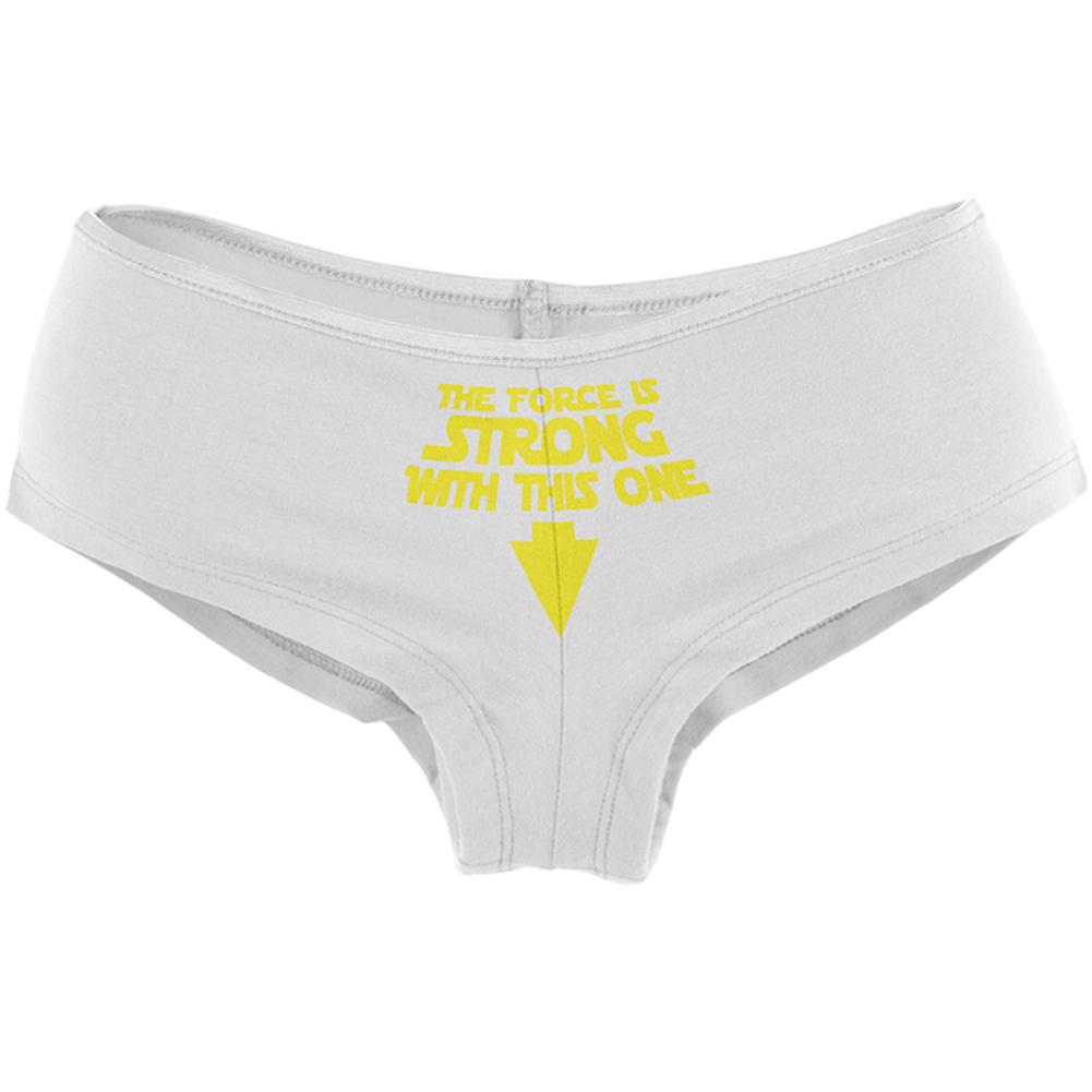 The Force Is Strong With This One Funny Geek Womens Booty Shorts Women's Underwear Old Glory LG White 