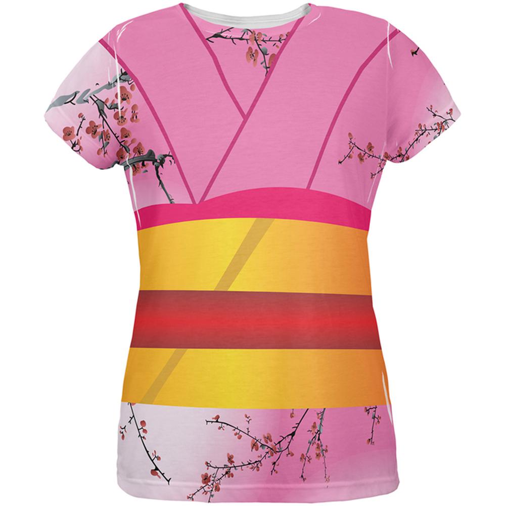 Halloween Pink Kimono Costume All Over Womens T Shirt Women's T-Shirts Old Glory 2XL Multi 