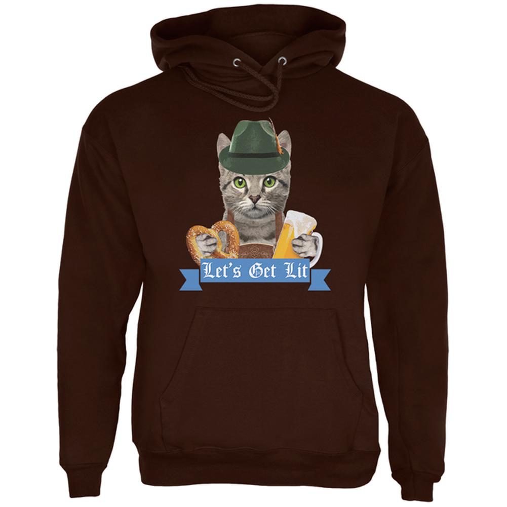 Oktoberfest Funny Cat Let's Get Lit Mens Hoodie Men's Hoodies Old Glory 2XL Brown 