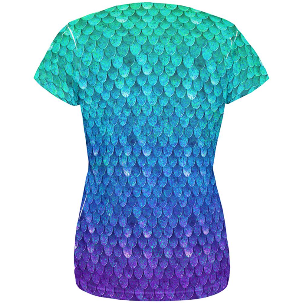 Halloween Mermaid Scales Costume All Over Womens T Shirt Women's T-Shirts Old Glory   